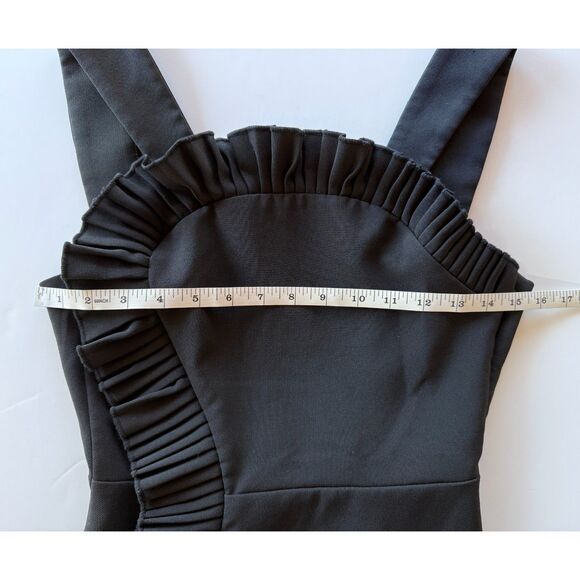 The Kooples Women's Ruffle Open Back Thick Strap Mini Dress in Black Sz 0 (US 2) - Picture 13 of 15